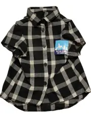 Pet Button Down Plaid Black And White Shirt XL 28” Chest Cat Dog Buffalo Check