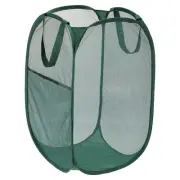 Mesh Laundry Hamper, Collapsible Laundry Baskets Bag, Dark Green