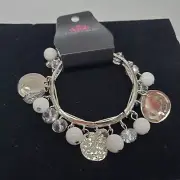 paparazzi new silvertone stretch beaded bracelet