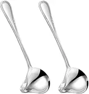 NILLOS Kitchen Drizzle Soup Spoon, 2 PCS Stainless Steel Sauce Drizzle Spoon for Dressings, Gravies and Sauces (Silver)