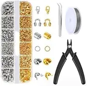 1200 Pcs Crimp Beads Kit for Jewelry Making Crimp Beads Crimp Covers Crimp Tubes and Wire Guardians Lobster Clasps Jump Rings Crimping Pliers and Beading Wire for Jewelry Making
