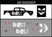 Hot Wheels (1/64), 55 Gasser "Ghost" Waterslide, Printed White First, Decals