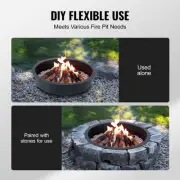Round Steel Fire Pit Ring with High-Temp Coating, 1m Outer, 0.9m Inner, 8.83kg