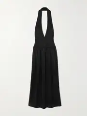 [16ARLINGTON] 16ARLINGTON - Salina Satin Halterneck Gown - Black - UK 14 UK 14 Black