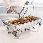 Chafing Dish Chafer Buffet Server Warming Tray Food Buffets Food Warmer for Parties Buffet Set Chaffing Dishes,11 Quart,for Wedding, Parties, Banquet,Catering Events