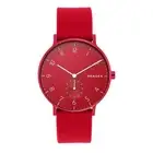 Scagen Wrist Watch AAREN SKW6512 Red Aluminum Case Silicone Strap Analog NEW