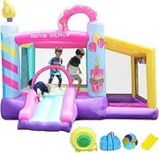 Doctor Dolphin Inflatable Bounce-House for Kids - Pink Bouncy House with Slide, Toddler Bouncy Castle Indoor or Outdoor, Jump House with Blower for Backyard Party(Blower Included)