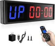 Miners2000 Gym Timer Clock for Home Gym with Remote, 1.5" Gym Clock Timer Stopwatch Count Down/Up, Workout Timer Interval Clock with Buzzer, LED Interval Training Timer for Home Garage Outdoors