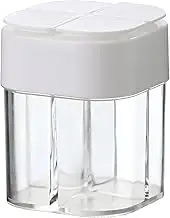 4 in 1 Spice Container Salt and Pepper Shaker Jar, 4 Grids Flip Clear Empty Plastic Spice Splitter Container for Travel, Camping, Home,Restaurant Kitchen Cooking BBQ (White)