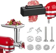 Meat Grinder Attachment and Meat Tenderizer Stapler Tool Compatible with All Kitchen Aid Stand Mixer Models Food Processing Accessories