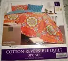 NEW Lush Decor Quilt Reversible 3 Piece Bedding Set with Pillow Shams 88" X 92"