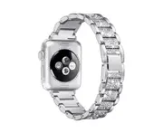 Fashion Three Beads Shiny Strap Stainless Steel Rust Steel Strap for Apple Watch5 4 3 2 1-Silver