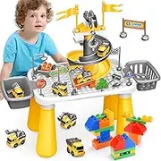 Children's Building Block Table: Multi Activity Play Table Set with Storage, Construction Toy for 3-5 Years Old Boys Girls Kids Activity & Building Block Table, Gifts for 3-5 Years Old Children