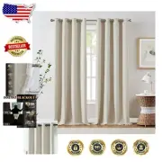 Luxury Linen Textured Blackout Curtains - 96" Length, Noise Reducing & Easy Care
