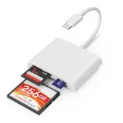 USB C SD Card Reader for iPhone 15/Mac/iPad, 3-Slot USB Type C to CF/SD/TF Ca...