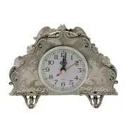 FINE 925 STERLING SILVER HANDMADE CHASED ORNATE MATTE & SHINY QUARTZ TABLE CLOCK