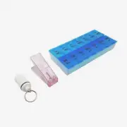 7-Day AM PM Pill Box Vitamin Organizer, Pill Splitter, Holder Keychain Bundle