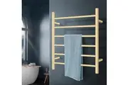 ACA 6 Bar Heated Towel Rail Wall Mounted Towel Electric Towel Rack Warmer Rack Drying Rack Aluminum Yellow Gold