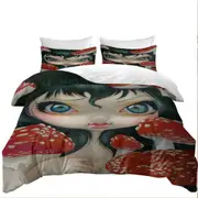 Poisonous Beauties Fly Agaric Girl and Mushrooms Quilt Cover