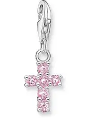 [Thomas Sabo] Club Pink CZ Cross Charm in Silver