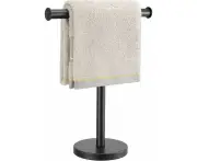 T-Shape Bath Hand Towel Holder Standing, SUS304 Stainless Steel Matte Black T-Shape Towel Bar Rack Stand with Heavy Base, Bar for Bathroom Kitchen & Co