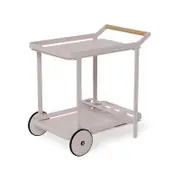 Imola Teak Bar Cart Drinks Trolley Matt Pale Pink Blush