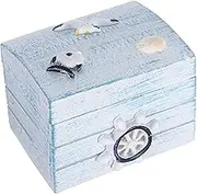 COMPUKAS Artisan Crafted Wooden Storage Box Ocean Style Wooden Chest Beach Decor for Boys and Girls