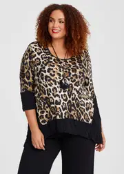 [TS] Taking Shape Leopard Spliced Crush Top Size 20 in Leopard Print - Plus Size Women's Clothing Leopard Print