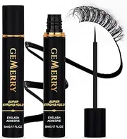 GEMERRY Lash Glue Eyelash Glue for False Lashes Lash Glue for Strip Lashes Lash Adhesive Long Lasting Latex-Free Super Strong Hold Waterproof Eye Lash Glue Suitable For ANY DIY Lash Extensions (Black, 5ml)