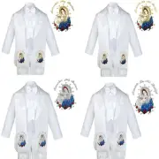 Boy Baby Baptism White Tail Tuxedo Color Embroidery Virgin Mary Pope Stole Sm-20