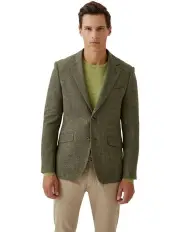 [Oxford] Blake Wool Rich Herringbone Blazer in Olive