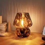 Bestbless Mushroom Lamp Small Vintage Table Lamp for Bedroom Nightstand, Translucent Glass Stepless Dimmable, Murano Aesthetic Home Decor for Living Room Kitchen
