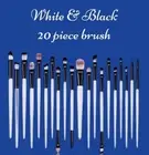 20 Pieces Black & White Makeup Brushes Set gem Eyeshadow Eyebrow Make Up Brushes