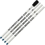 Schmidt 635 D1 Mine Ballpoint Refill - Blue Ink - Medium Tip 0.7mm - Pack of 4 (Includes 1 Plastic End Cap)