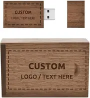 Custom USB Flash Drive, 50 Pack Personalized Wooden Pen Drive USB 2.0 Memory Stick Thumb Drive, Ideal for Business Events, Corporate Gifts, Promotional Giveaways (2 GB,with Wooden Box)