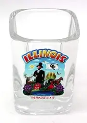 Illinois State Montage Square Shot Glass Glassware