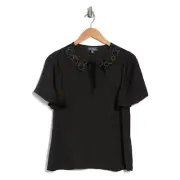 MODCLOTH Flutter Sleeve Novelty Collar Top NWT S