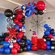 Belscebels Red Blue Black Balloon Garland Arch Kit, Spider Theme Balloons Arch Kit for Men Women, Spider Theme Birthday Party Decorations