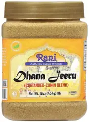 Rani Dhana-Jeeru (Coriander-Cumin Blend 50-50) Powder 16oz (1lb) 454g PET Jar