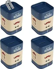 4 Pack Razor Blade Disposal Container for Safety Razor Blade, Detachable Safe Blade Bank for Used Leaf Razor, Large Capacity Razor Iron Disposal Case (Blue)