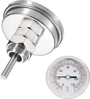 uxcell Bimetal Thermometer with 2.25in Stainless Steel Stem & 2.5in Dial, 0-120°C Temperature Range, Shatterproof Glass Lens - Industrial Grade