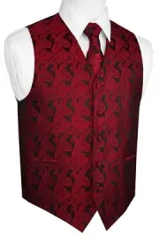MEN'S APPLE PAISLEY FORMAL TUXEDO VEST, TIE & HANKIE SET Wedding Prom Homecoming