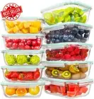 10 Pack Airtight Glass Food Storage Containers with Plastic Lids - Meal Prep