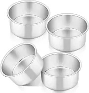 4 Inch Small Cake Pan Set of 4, Stainless Steel Baking round Cake Pans Tins Bak