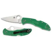 Spyderco Delica 4 Lightweight Green Flat Ground Plain Blade | YSC11FPGR