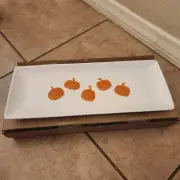 NEW Pottery Barn Jack O Lantern Pumpkin Whimsy Cookie Rectangular Platter Plate