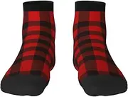 [JBYJBX] Plaid Red And Black Print Adult Socks Womens Mens Workout Thermal Cozy All-Season Gift Holiday Articles Use