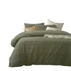 Vintage Design Homewares Sans Sovci Green Cotton Quilt Doona Duvet Cover Single