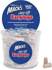 Mack's Ultra Soft Foam Earplugs, 100 Pair - Individually Wrapped - 32dB Highest NRR, Comfortable Ear Plugs for Sleeping, Snoring, Work, Travel and Loud Events