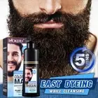 2 in 1 Men Beard Mustache Natural Hair Color Shampoo Black 200ml Dye USHOT